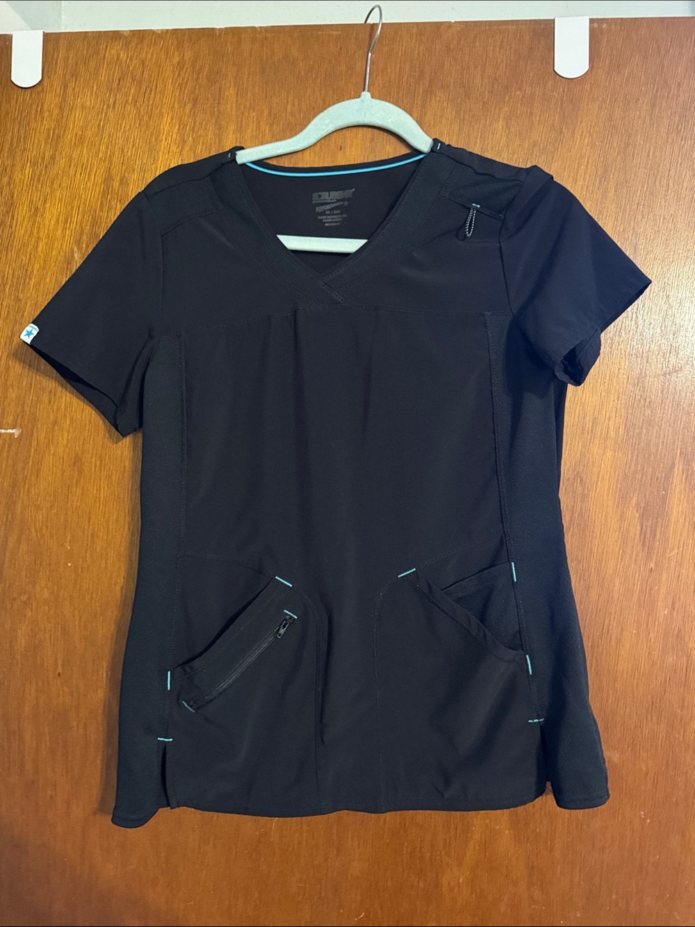 Scrubstar Black Women's V-Neck Medical Scrub Top